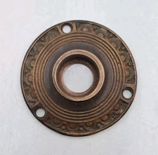 Antique Victorian Eastlake Solid Brass Escutcheon Rosette Door Plate Backplate