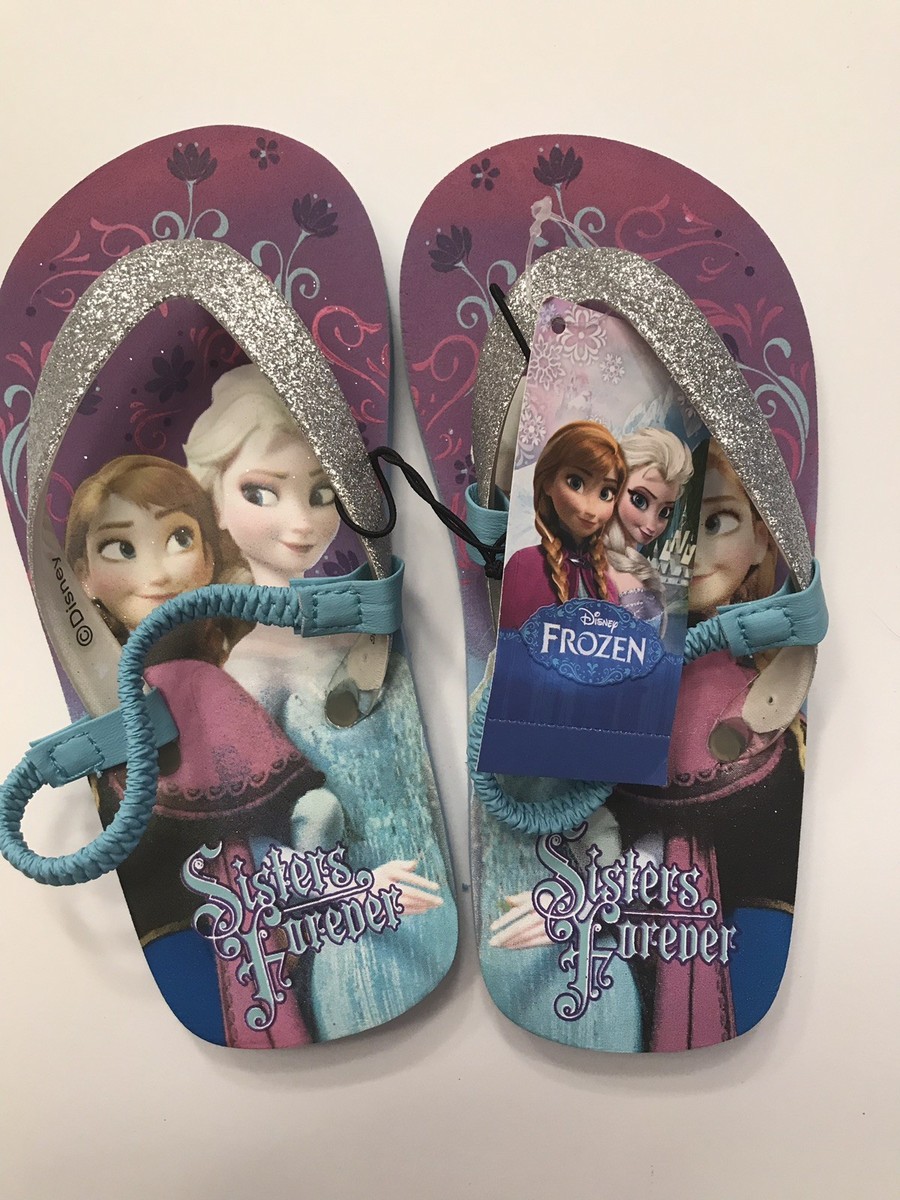 Disney Frozen Elsa and Anna "Sisters Forever" Flip-Flops Size NWT |