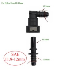 90 Deg Elbow SAE11.8mm Fuel Line Quick Release Connector Nylon Hose ID 10mm3/8''