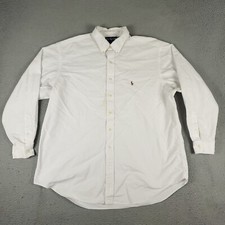 Ralph Lauren Shirt Mens Size 18 White Pony Dress Button Up Long Sleeve STAINED 