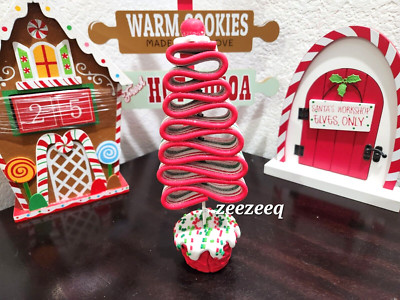 CHRISTMAS Gingerbread Red Green Ribbon Tree Figurine