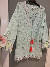 HEMANT AND NANDITA Large  Dress/ Cover Up Eyelet Boho