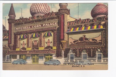 Front View The World's Only Corn Palace Mitchell South Dakota Linen Postcard