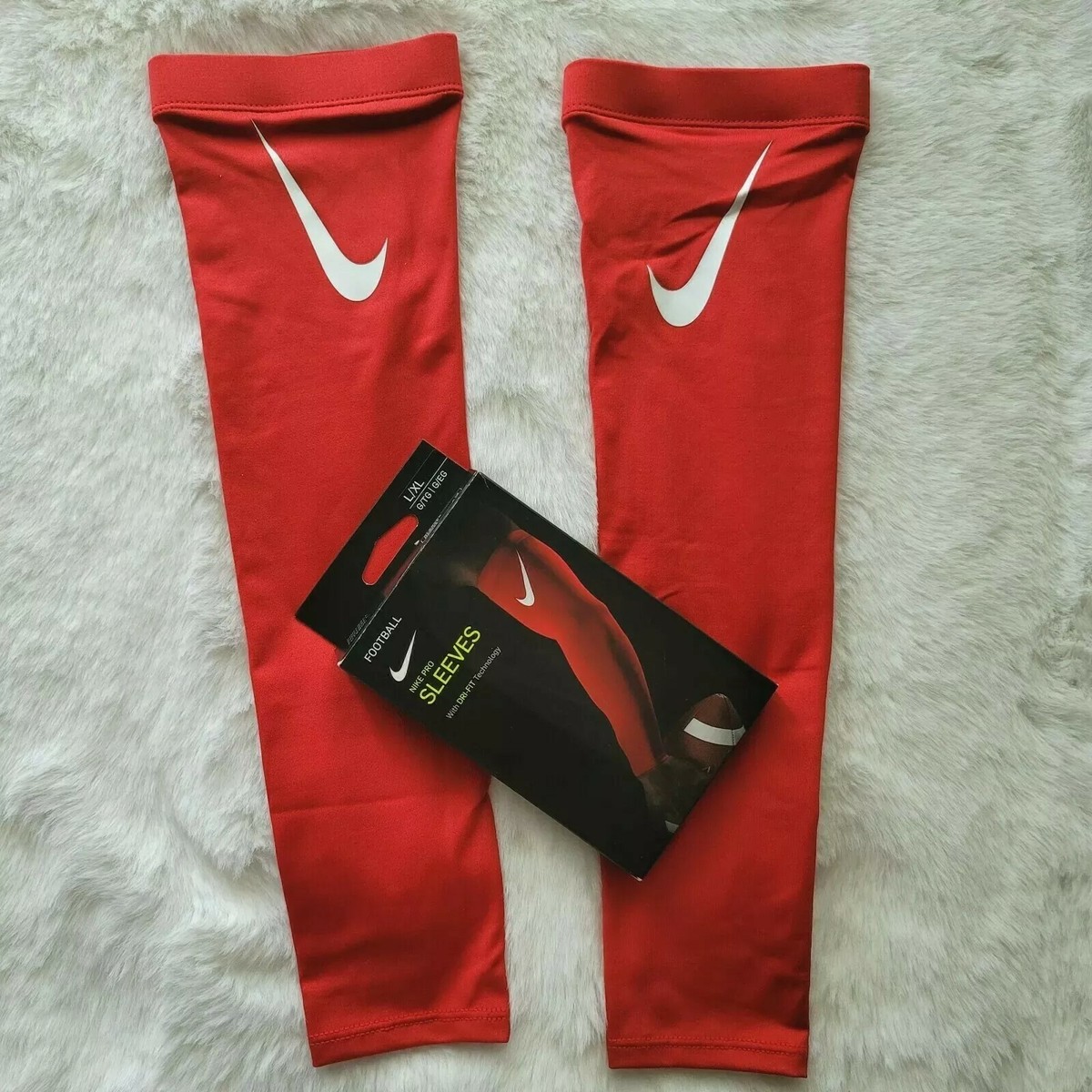 NIKE 🔥Pro Football Sleeves🔥 L/XL Red White Dri-fit Adult | eBay