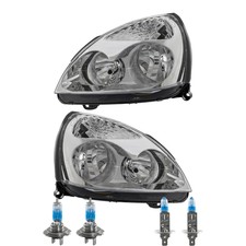 Scheinwerfer Set Chrom inkl. Premium Lampen für Renault Clio II BB_ CB_