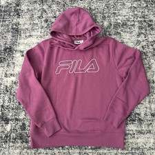Fila Women  s Fleece Pullover Hoodie Sweatshirt Mulberry M Soft Warm Logo Top