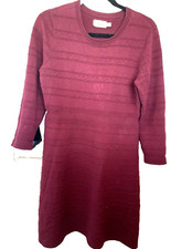 Eliza J Fit & Flare Pullover Sweater Dress Size Large Wine