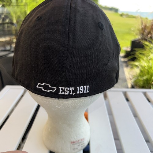 Chevrolet Racing w Chevron Logo Black Hat Cap Black and White Letters Accents - Picture 6 of 13