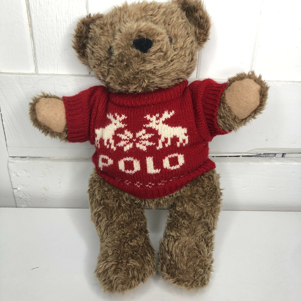 Vintage Polo Ralph Lauren 1998 Brown Teddy Bear w/ Red Sweater
