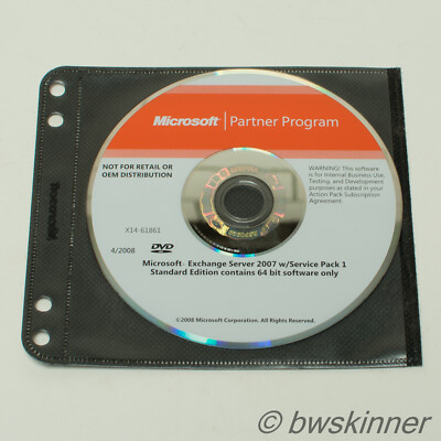 Microsoft Partnerprogramm Exchange Server 2007 mit SP1. X64. Original DVD.
