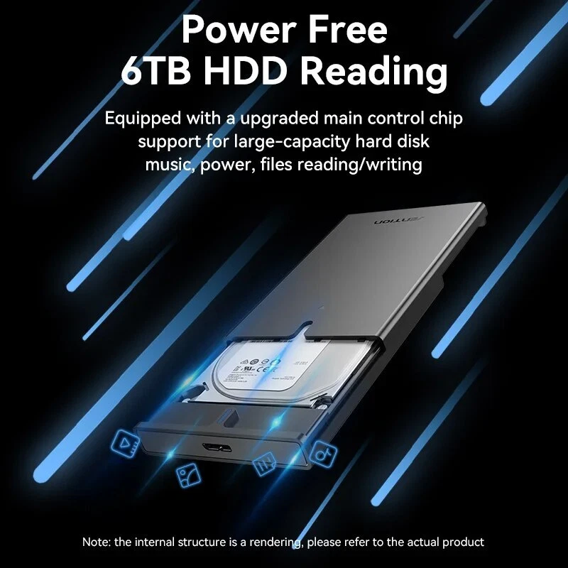 Hard Drive Disk Case Enclosure 2.5 in USB 3.0 SATA SSD HDD Micro B HD External - Image 4 of 4