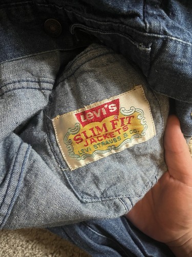 Giacca camionista vintage Levi’s white tab slim fit indaco lavaggio scuro uomo small - Foto 6 di 9