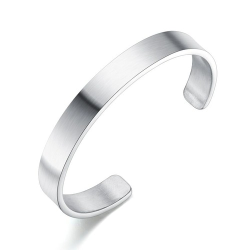 8mm Simple Bracelet Silver Black Stainless Steel Bangle Man's Brushed Bracelet - Picture 9 of 10