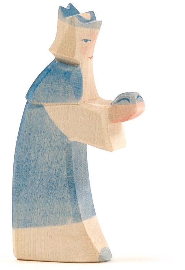 Ostheimer König blau Weihnachtskrippe Krippenfigur Holzfigur 41802