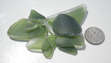 Sea Glass, Collection of Thick Dark Green and Clear