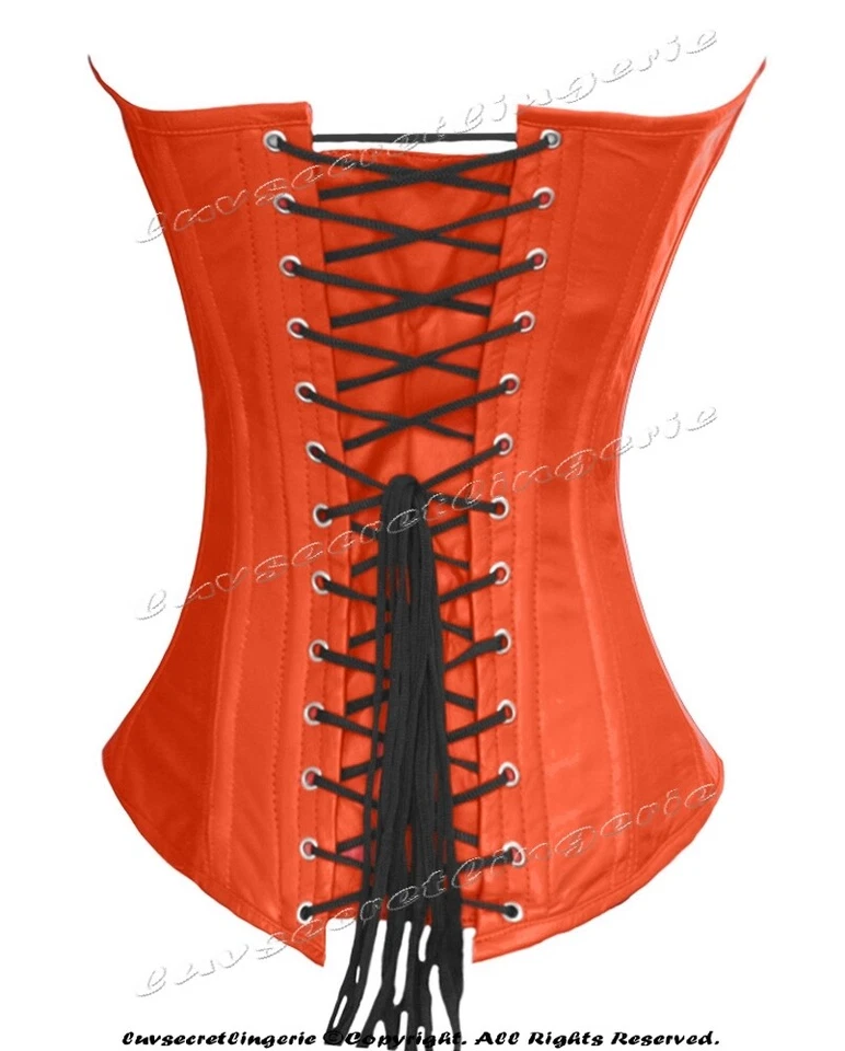 Corsé de entrenamiento de cintura deshuesada de doble acero resistente sobre busto de cuero #1217-LE Foto 4 de 4