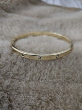 Armreif Messing 10 Karat Gelb Vergoldet 62x53mm - 5 mm breit - 10 Zirkonia