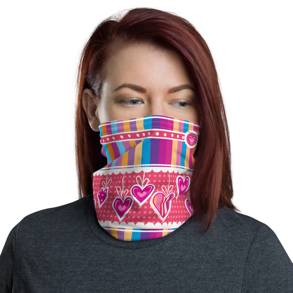 Colorful Hearts and Lines Protective Face Cover Facemask / Face Mask / Balaclava