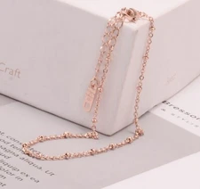 Women Girl Titanium Stainless Steel Delicate Bead Chain Anklet Bracelet 8-10"