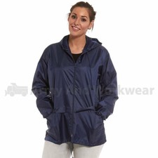 Ladies Cagoul Rain Jacket Coat Kagoul Hooded Pac A Way Mac Showerproof Parka