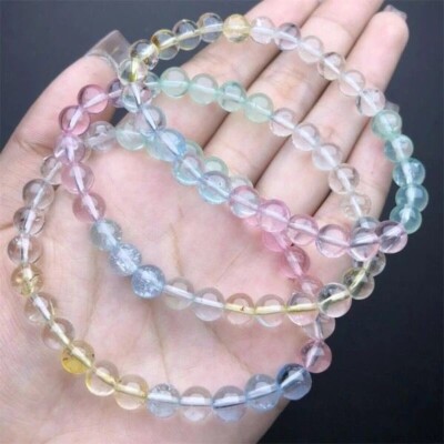 6,5 mm natürlicher farbiger Topas Armband Kristall Quarz Juwelier Reiki Heilung Geschenk 