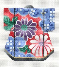 Oriental Mum Flowers Petite Japanese Kimono handpainted Needlepoint Canvas LEE