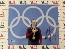 TEAM USA KATIE LEDECKY SIGNED AUTOGRAPHED 8x10 PHOTO BAS COA F61816 gold medal