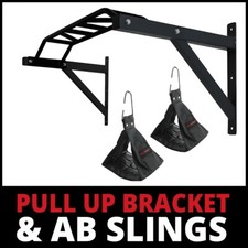 Wall Mounted Pull Chin Up Bar Fitness Ab Sling Home Gym Exercise Iron Bracket