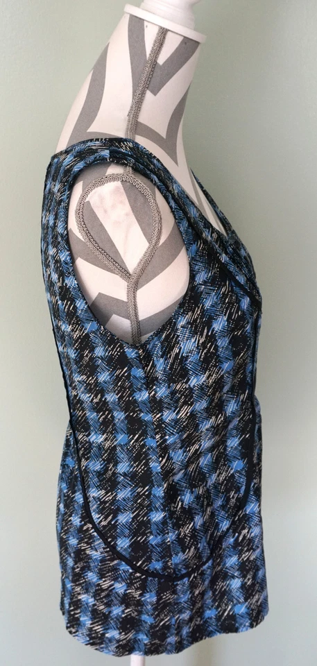 Blusa túnica sin mangas ODILLE Anthropologie azul negra a cuadros talla 4 Foto 4 de 4