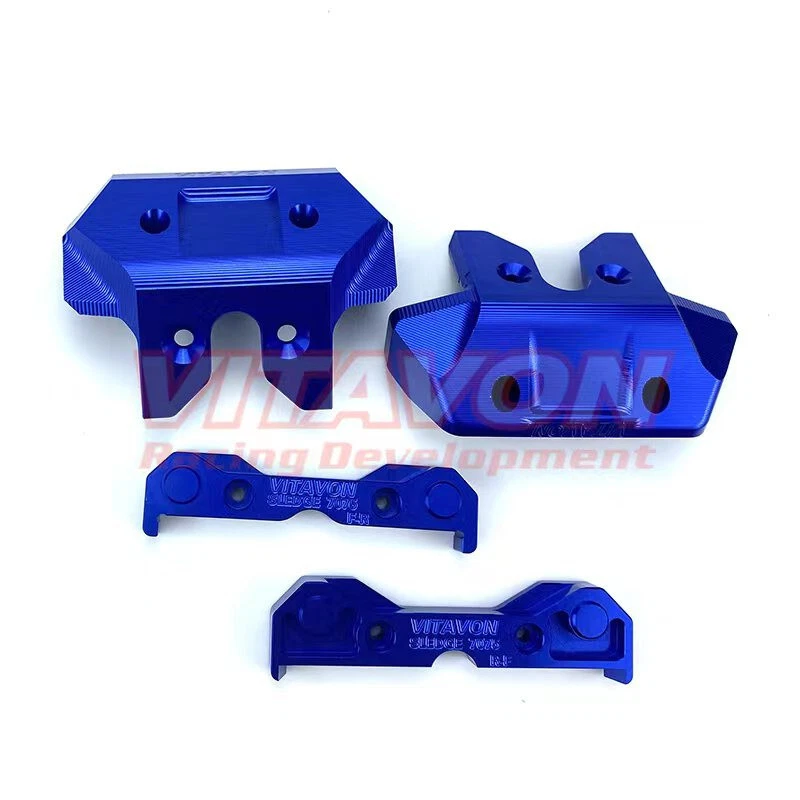 Vitavon CNC Alu#7075 Front Rear Bumper Tie Bar Mount set for Traxxas Sledge Blue - Image 3 of 4