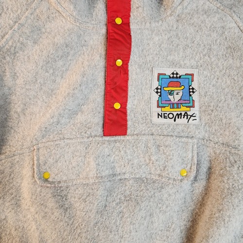 Vintage 1980s Peter Max Neo Max Snap Button Fleece Jacket Shirt Neomax XL - Picture 3 of 11