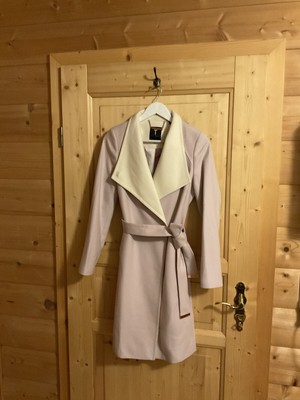 Ted Baker  Rosa Creme Altrosa Mantel Wickelmantel Wolle Kaschmir Gr. 2  M 38 36