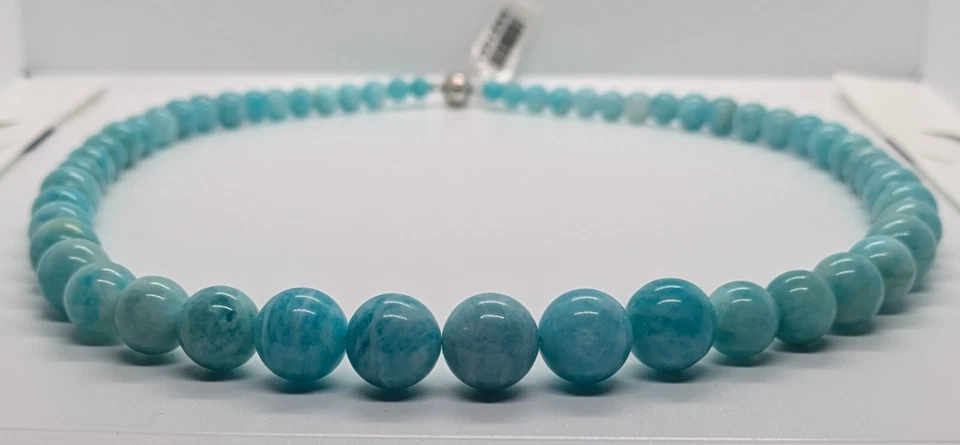 327cts AAA Peruvian Amazonite Necklace wRhodium Overlay Sterling Silver Magnet - Image 4 of 4