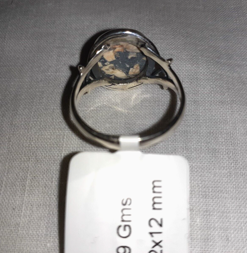 Maligano Jasper, Peach Beige Charcoal 925 Sterling Silver Ring Size 8.5/9 NWT - Picture 5 of 8