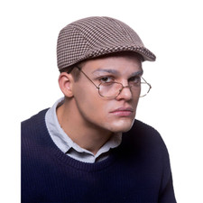 Old Man Faux Tweed Cap Grandpa Grandad Hat Adults Fancy Dress Accessory