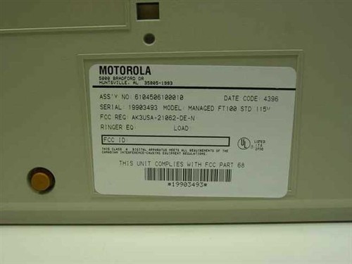 Motorola Managed FT100 M Fractional T1 Unit 6104506100010 with Manual - Picture 4 of 9