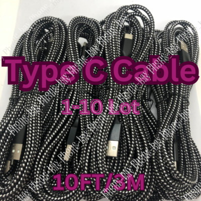 Bulk Lot 10ft USB Type C Fast Charger Cable Charging Cord For Samsung S8 S9 S10