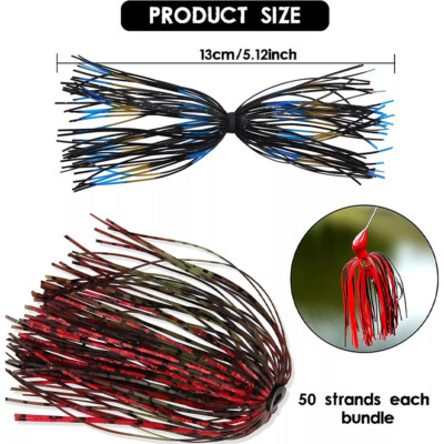 5-Pack Silicone Skirts For Spinnerbaits & Buzzbaits - Black/Red #5-9155, 5"  Long Fishing Tackle