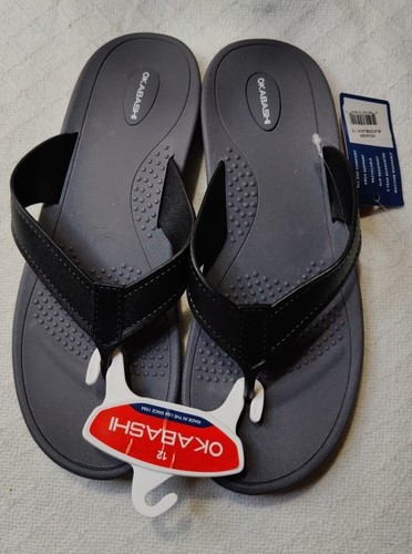 Okabashi Voyager Flip Flop Slides Men's Size 12 Eco-Friendly Black Gray USA - Picture 2 of 4