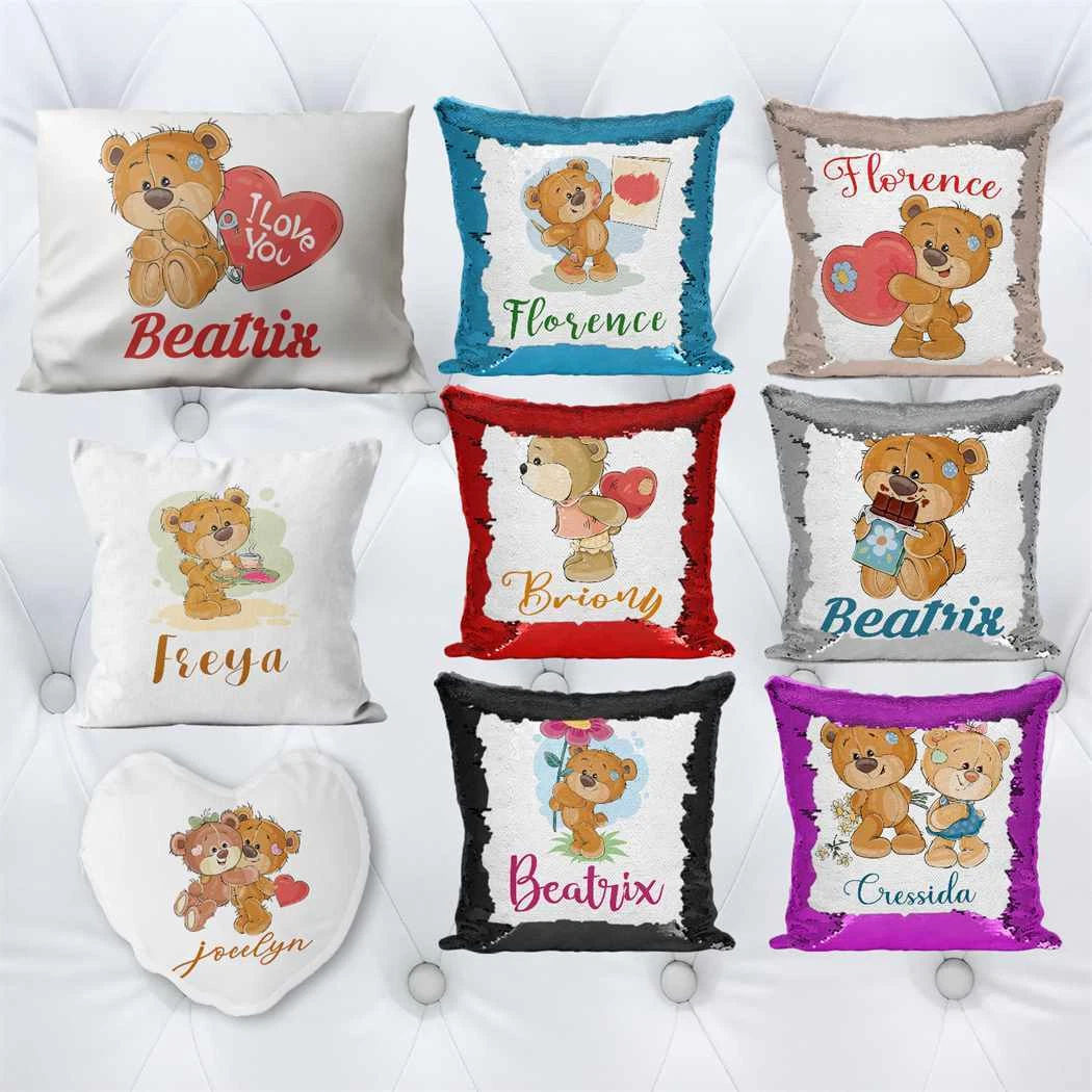 Sequin cushions cheap personalised