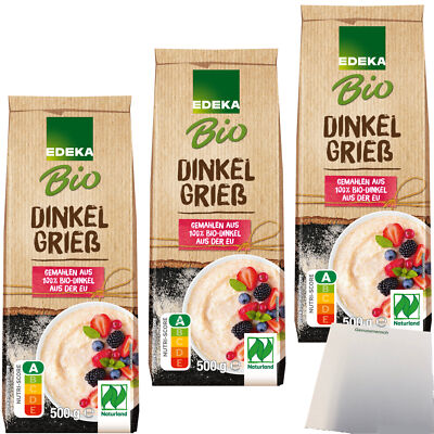 Edeka Bio Dinkelgrieß 3er Pack 3x500g Packung usy Block