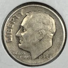 1949-D Roosevelt Dime - Fine (F) KM#195 - 90% Silver .072 ASW - 8685