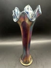 FENTON Blue Carnival Glass 9.5" Flute Vase