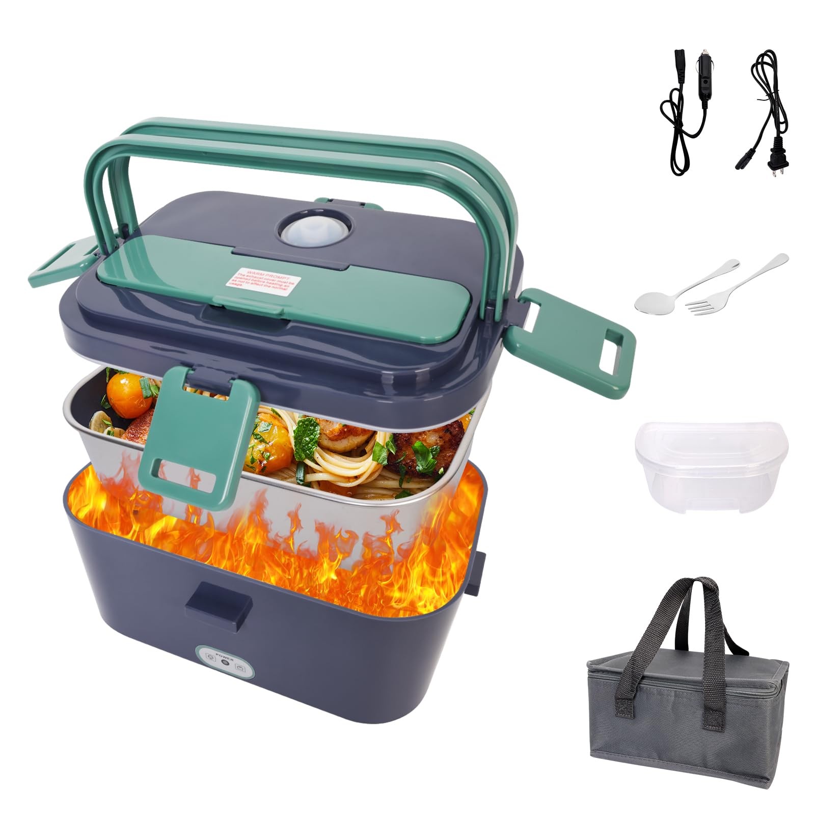 80W Electric Lunch Box for Adults - 1.8L Portable Food Warmer Heater for Office Travel