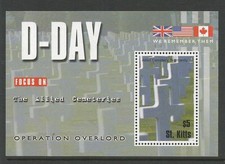 SAINT KITTS-NEVIS 2004 D-DAY SOUVENIR SHEET. MINT NEVER HINGED