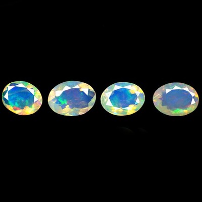 3.72 Cts (6 Pcs) GLITTERING OVAL (MIX mm) MULTI COLOR FACETTED RAINBOW OPAL GEMS