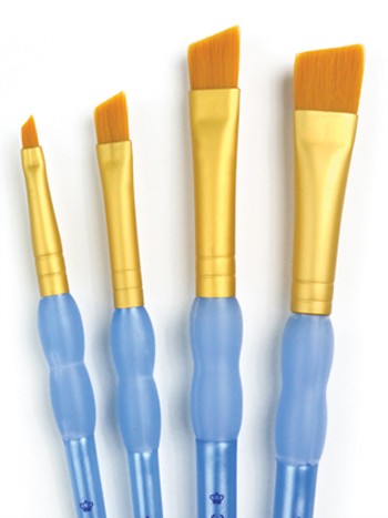Royal & Langnickel : 4Pc Golden Taklon Angular Brush Set