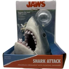 Jaws Shark Attack Aquarium Ornament with Floating Swimmer Penn Plax