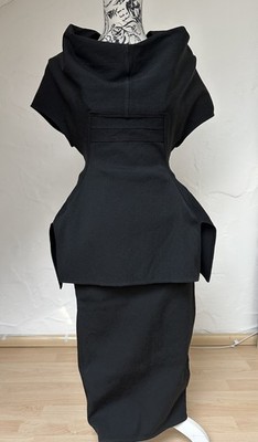 RICK OWENS edles Set Oberteil/Rock schwarz Stretch Crepe figurbetont Gr. S / 36