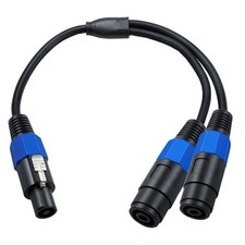 JUNSUNMAY Speakon Male to Dual Speakon Female Speaker Adapter Cable with Snap Lo